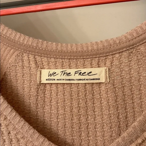 We The Free Taupe Waffle Knit Top - Picture 2 of 4